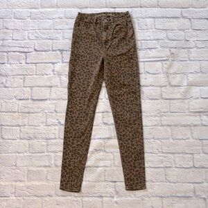 American Eagle Curvy Super High Rise Jegging Brown Cheetah Print Denim Size 2